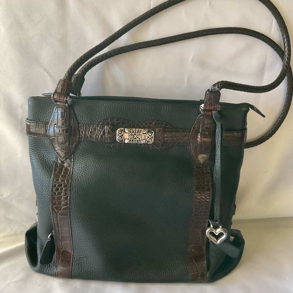 Brighton Black Pebbled Leather Shoulder Tote Bag